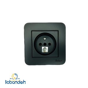 پریز  تلفن دوکاره BEKER مدل آتا مشکی با قاب مشکی 